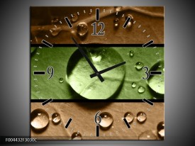 Wandklok op Canvas Modern | Kleur: Groen, Bruin | F004432C