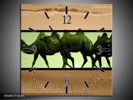 Wandklok op Canvas Kameel | Kleur: Groen, Bruin, Zwart | F004457C