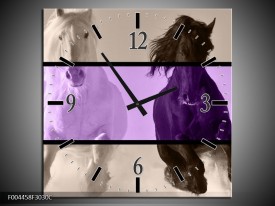 Wandklok op Canvas Paard | Kleur: Paars, Zwart, Grijs | F004458C