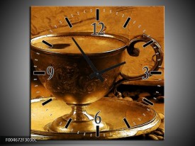 Wandklok op Canvas Keuken | Kleur: Bruin, Geel | F004672C