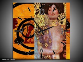 Wandklok op Canvas Modern | Kleur: Geel, Bruin, Zwart | F004884C