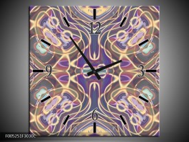 Wandklok op Canvas Modern | Kleur: Paars, Blauw, Geel | F005251C