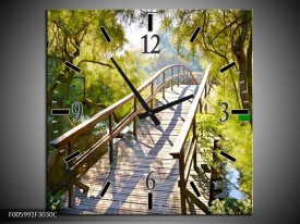 Wandklok op Canvas Brug | Kleur: Groen | F005991C