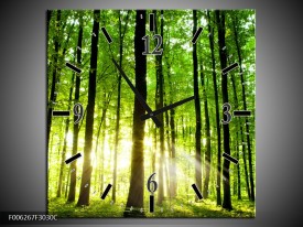 Wandklok op Canvas Natuur | Kleur: Groen, Geel | F006267C