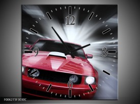 Wandklok op Canvas Mustang | Kleur: Rood, Grijs | F006273C